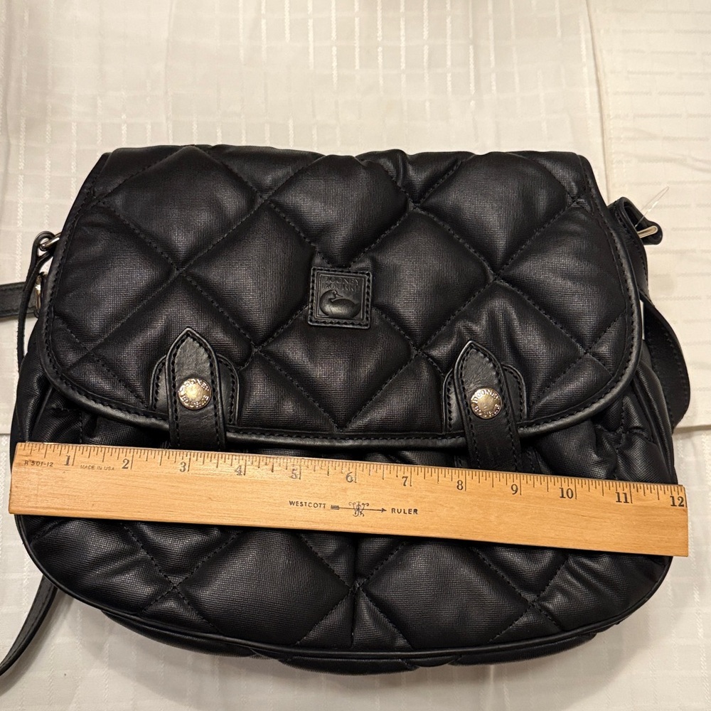 Dooney & Bourke Black Quilted Nylon/Leather Crossbody Purse - Picture 12 of 14